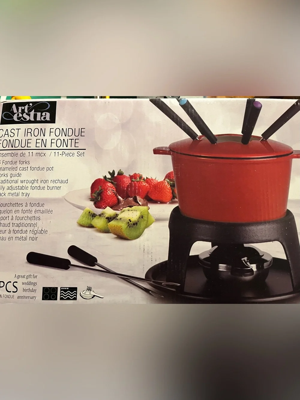 Brand new never opened box Cast Iron Fondue Set 11 piece